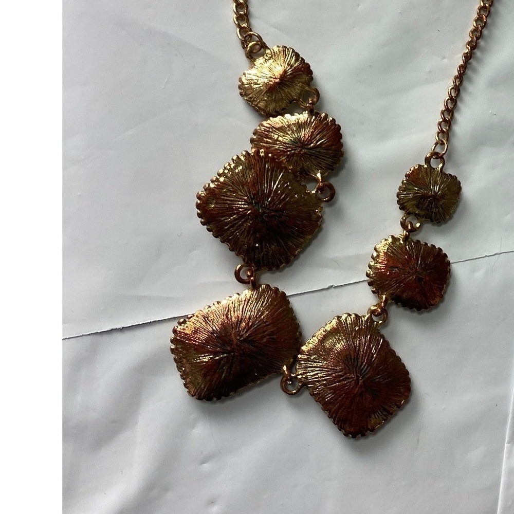 Gold Tone Square Petal Bib Necklace Statement Fashion Jewelry